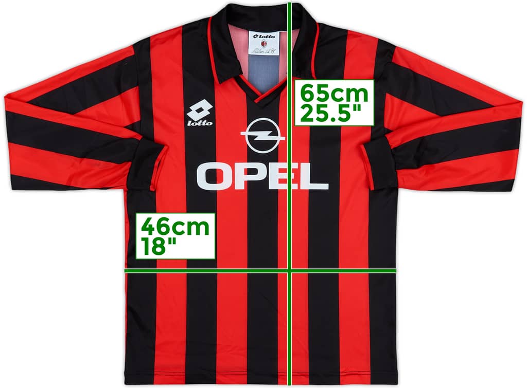 1994-95 AC Milan Home L/S Shirt - 7/10 - (L.Boys)