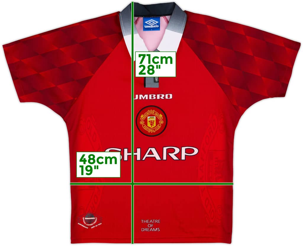 1996-98 Manchester United Home Shirt - 9/10 - (Y)