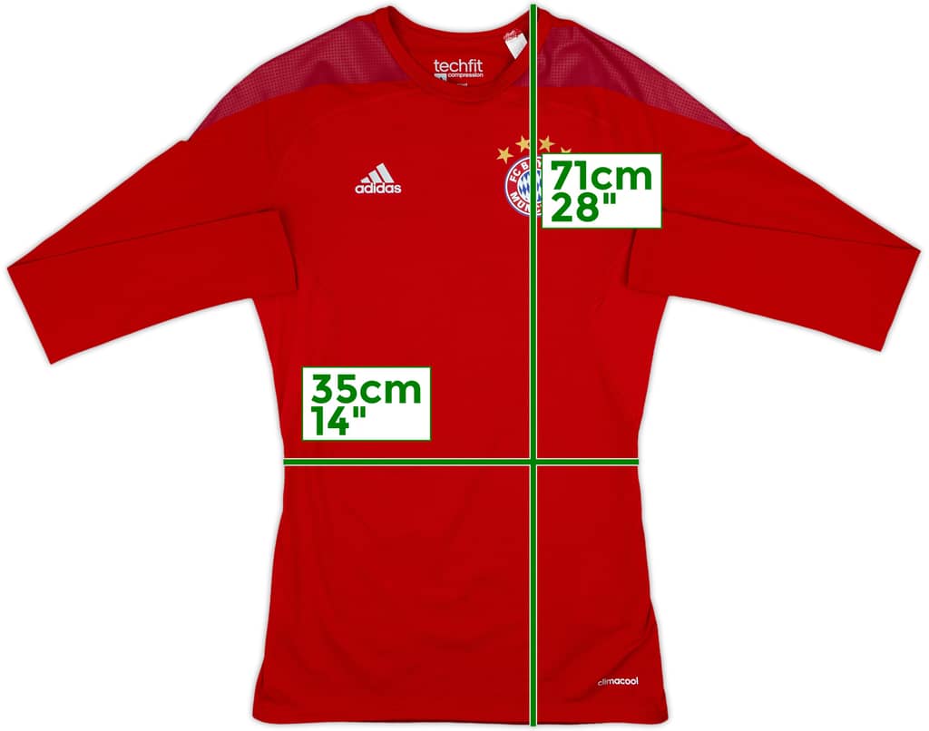 2015-16 Bayern Munich adidas Techfit Baselayer L/S Shirt - 7/10 - (M)
