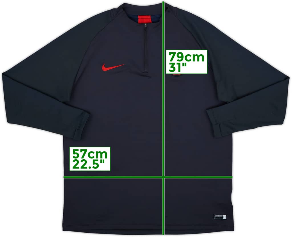 2019-20 Paris Saint-Germain Nike 1/4 Zip Drill Top - 10/10 - (XL)