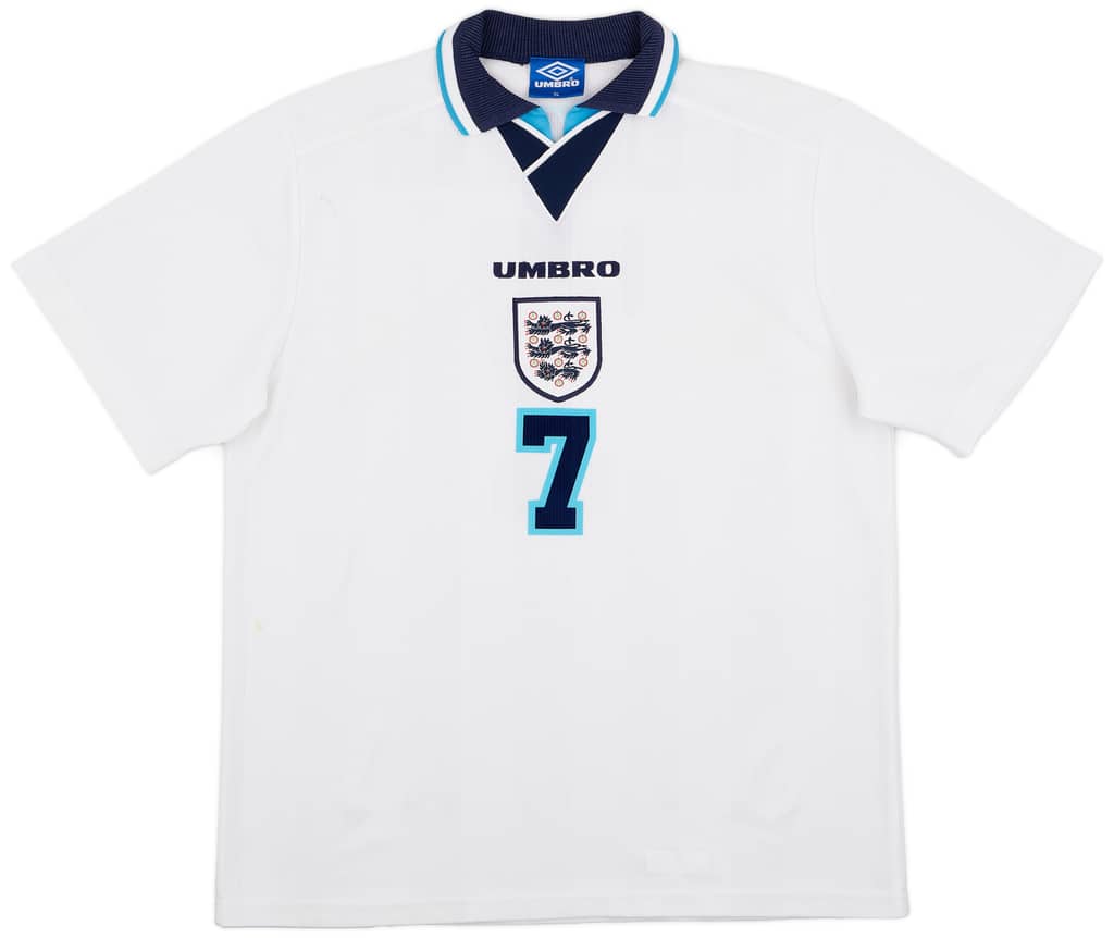 1995-97 England Home Shirt Beckham #7 - 7/10 - (XL)