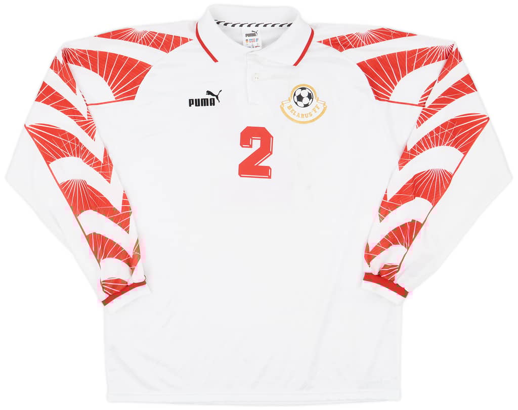 1998 Belarus Match Worn Home Shirt #2 (Yakhimovich)