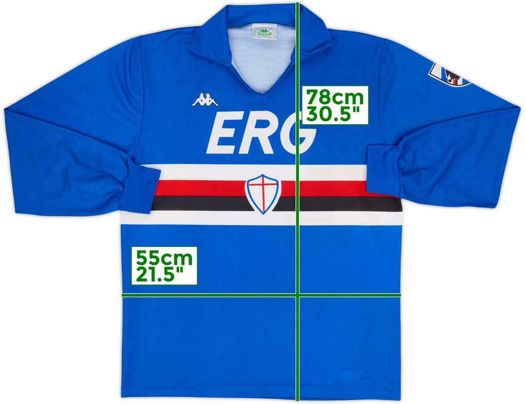 1989-90 Sampdoria Titular Manga Larga Camiseta - 8/10 - (XL)