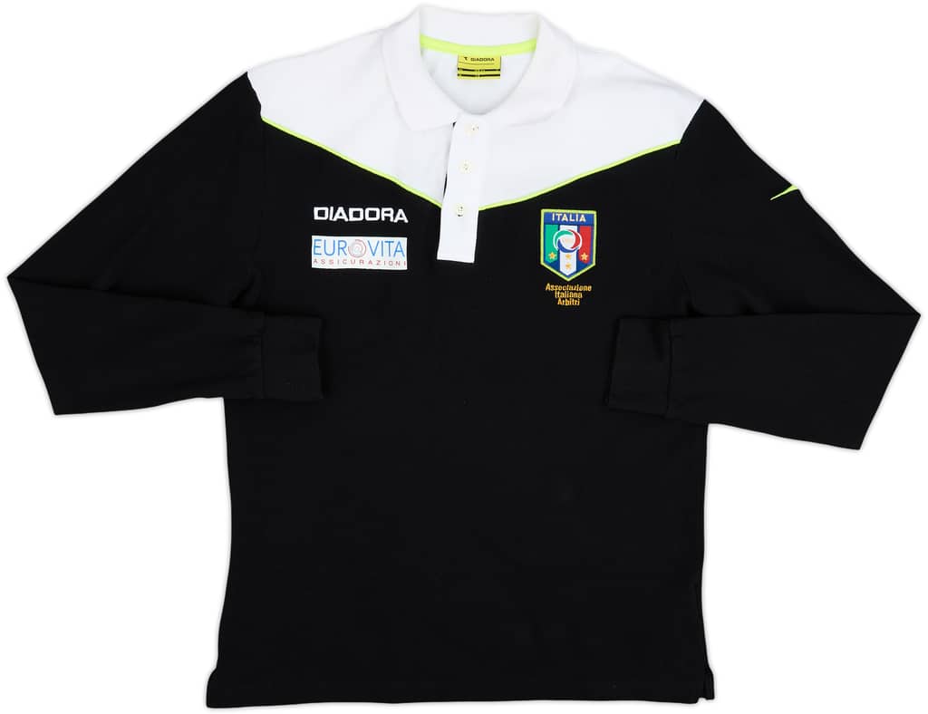 Camiseta polo de manga larga de árbitro Diadora de Italia 2000s - 10/10 - (S)