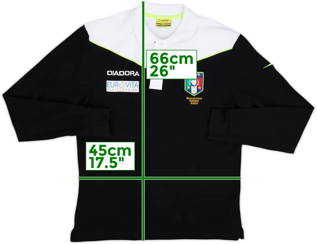 Camiseta polo de manga larga de árbitro Diadora de Italia 2000s - 10/10 - (S)
