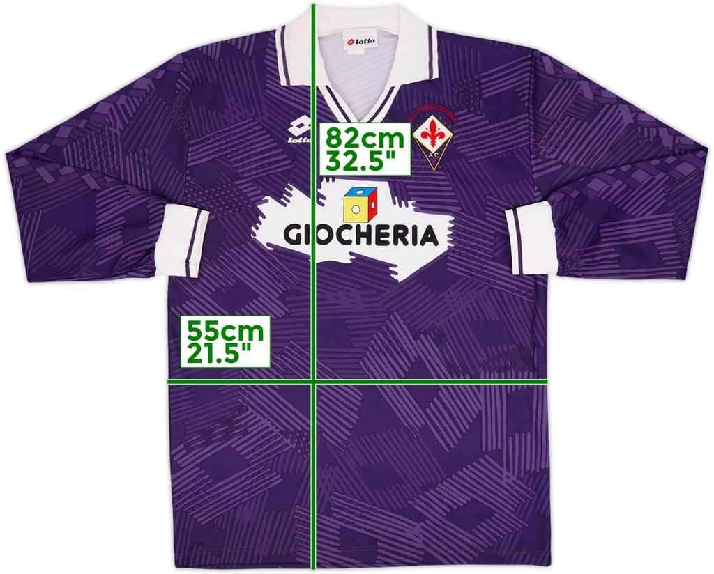 1991-92 Fiorentina Home L/S Shirt - 9/10 - (XL)
