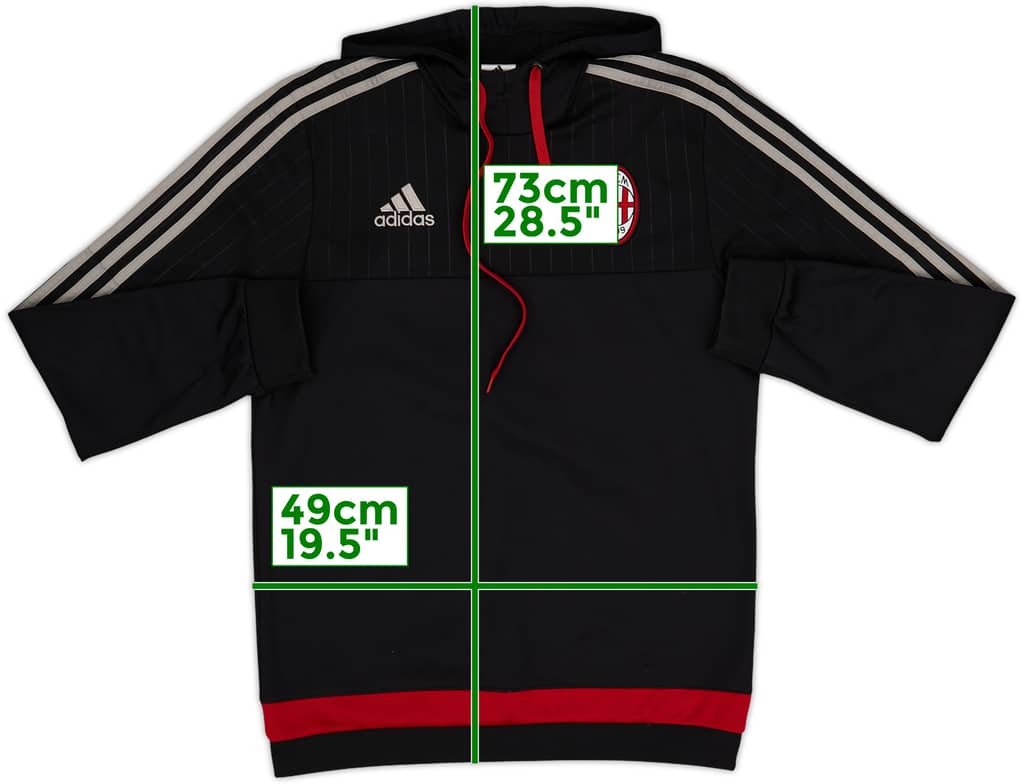 2015-16 AC Milan adidas Hooded Sweat Top - 7/10 - (S)