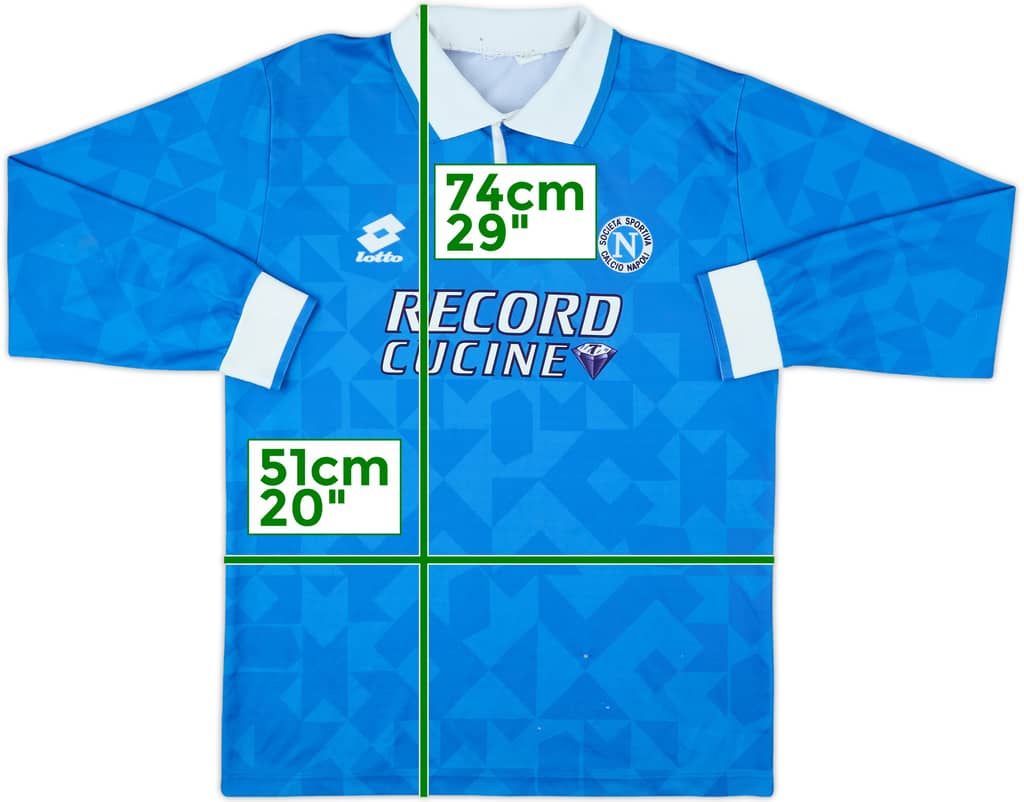 1994-96 Napoli Home L/S Shirt - 6/10 - (L)