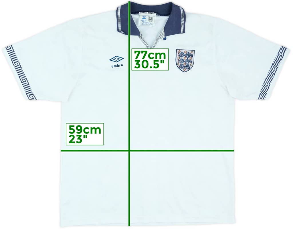 1990-92 England Home Shirt - 7/10 - (XL)