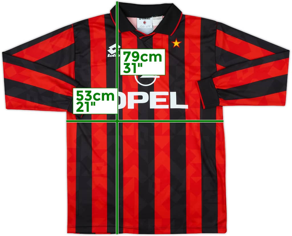 1994-95 AC Milan Home L/S Shirt - 9/10 - (L)