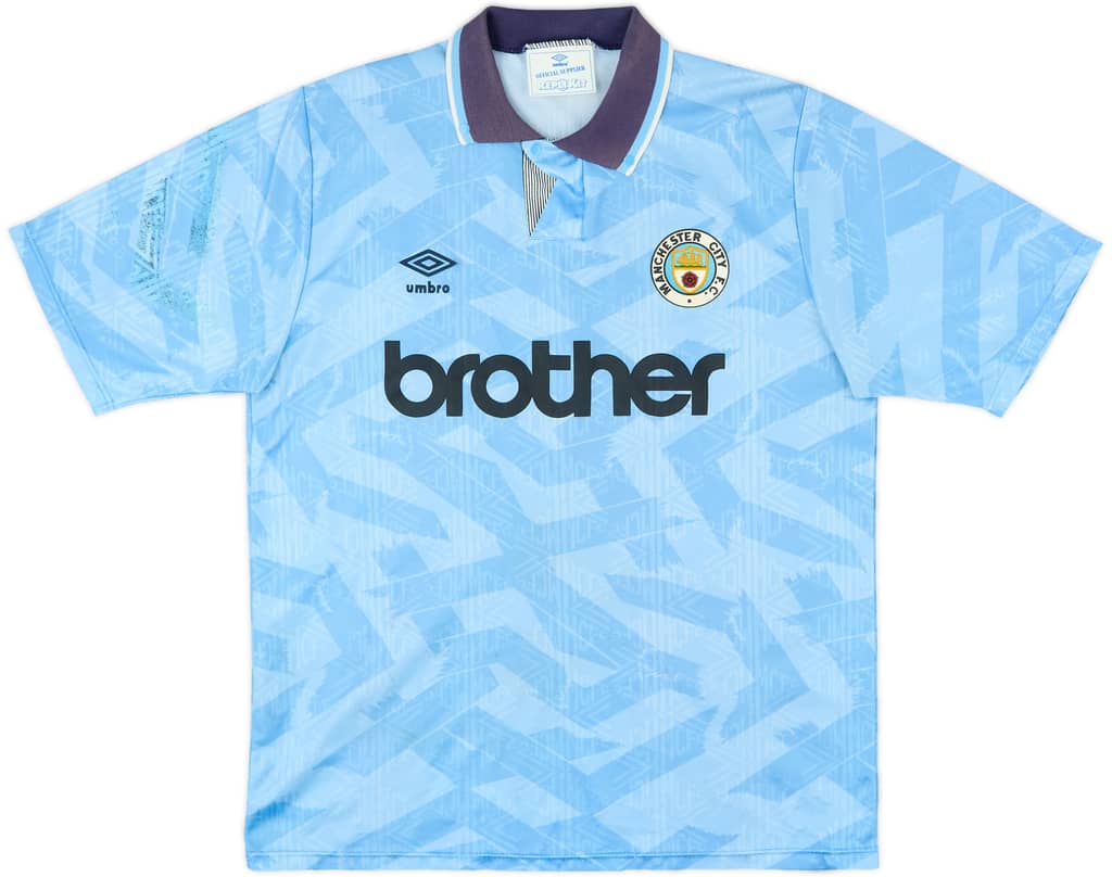 1991-93 Manchester City Home Shirt - 8/10 - (L)