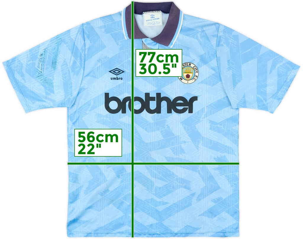 1991-93 Manchester City Home Shirt - 8/10 - (L)