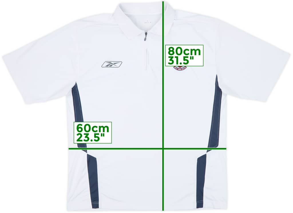 2004-05 West Ham Reebok 1/4 Zip Polo Shirt - 8/10 - (XL)