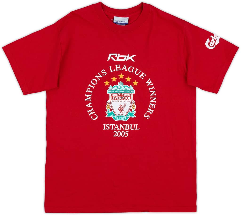 2005-06 Liverpool 'Champions League Winners' Cotton Tee - 9/10 - (S)