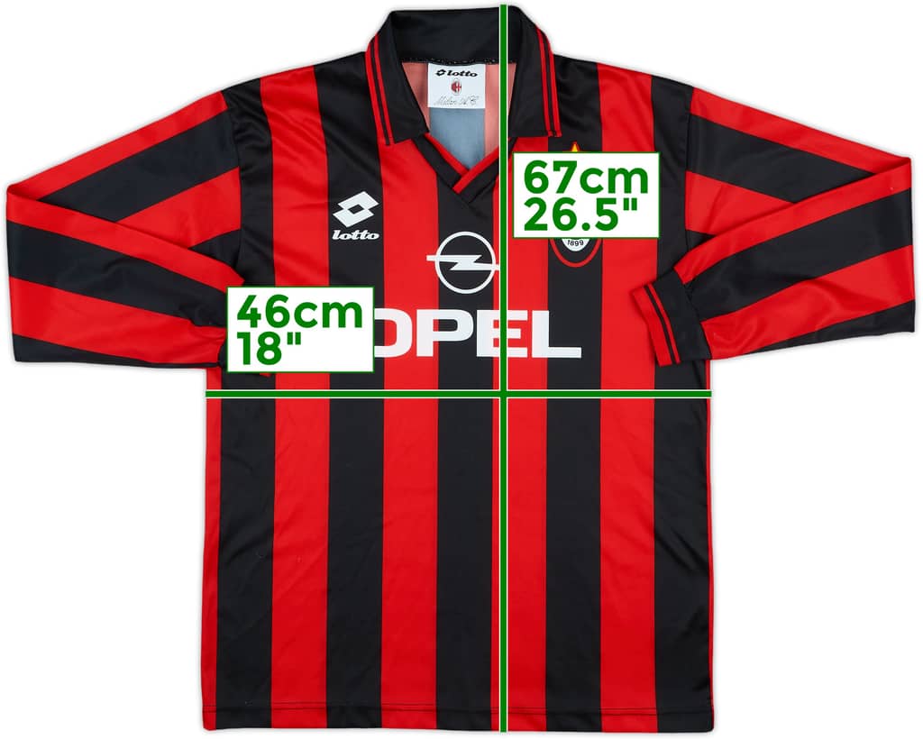 1994-95 AC Milan Home L/S Shirt - 9/10 - (L.Boys)