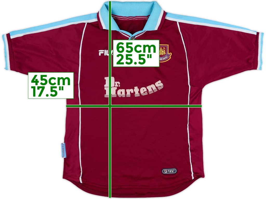 1999-01 West Ham Home Shirt - 6/10 - (XL.Boys)