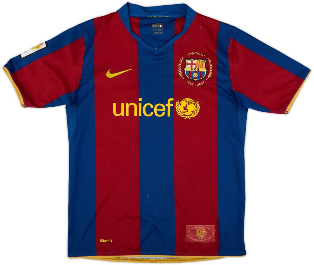 2007-08 Barcelona Home Shirt - 5/10 - (L.Boys)