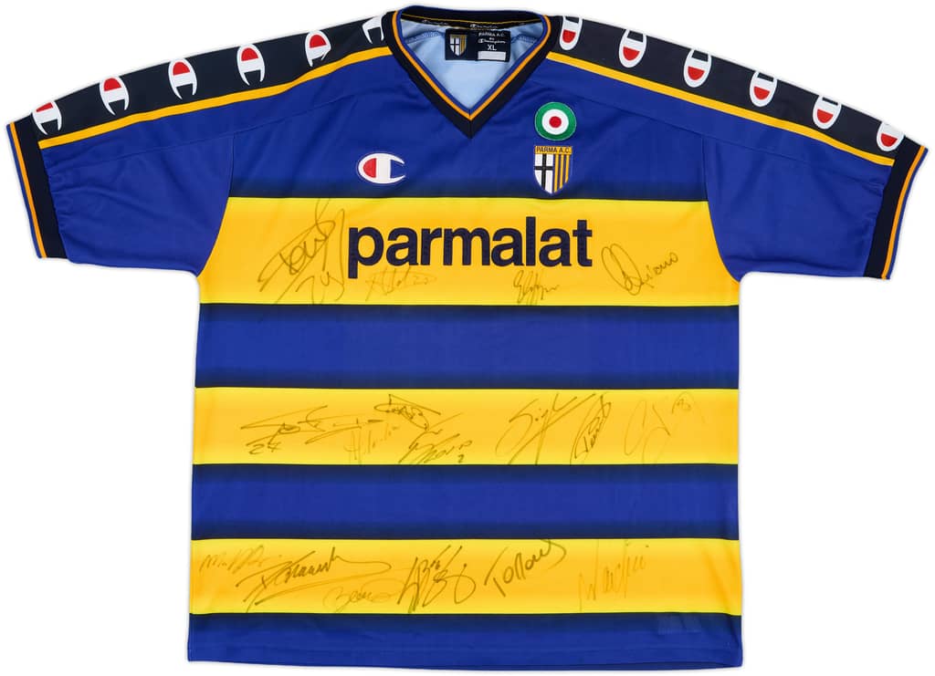 2002-03 Parma Squad Signed Home Shirt - 8/10 - (XL)