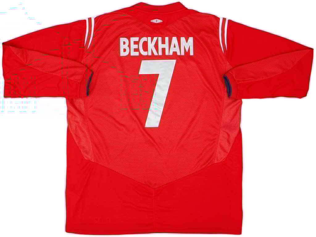 2004-06 England Away L/S Shirt Beckham #7 - 9/10 - (XL)