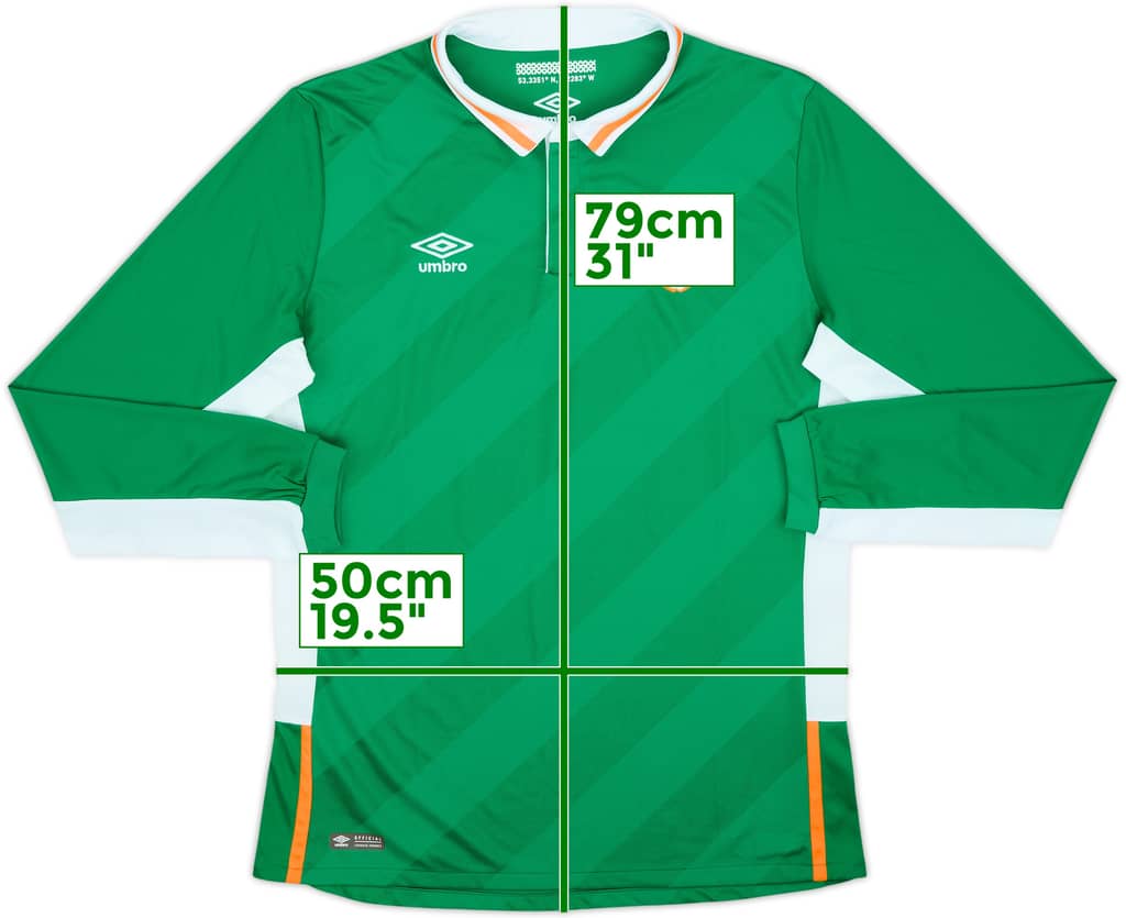 2016-17 Ireland Home L/S Shirt - 8/10 - (L)