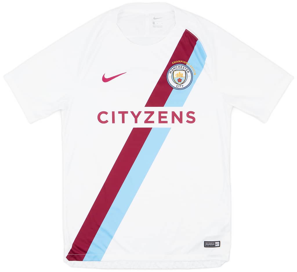2017-18 Manchester City Player Issue 'Champions' Pre-Match Shirt