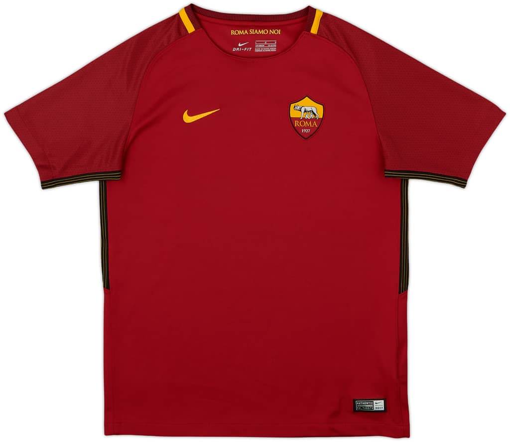 2017-18 Roma Home Shirt - 10/10 - (L.Boys)