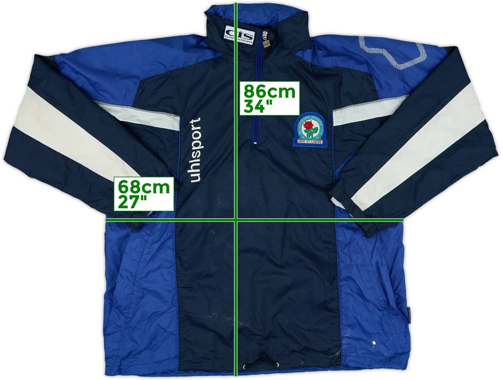 1998-00 Blackburn Uhlsport 1/4 Zip Hooded Rain Jacket - 7/10 - (XL)