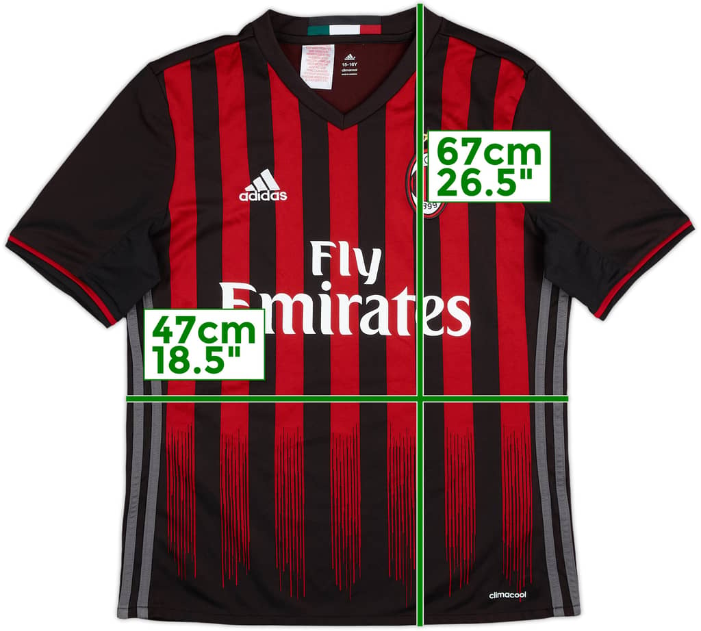 2016-17 AC Milan Home Shirt - 6/10 - (15-16 Years)