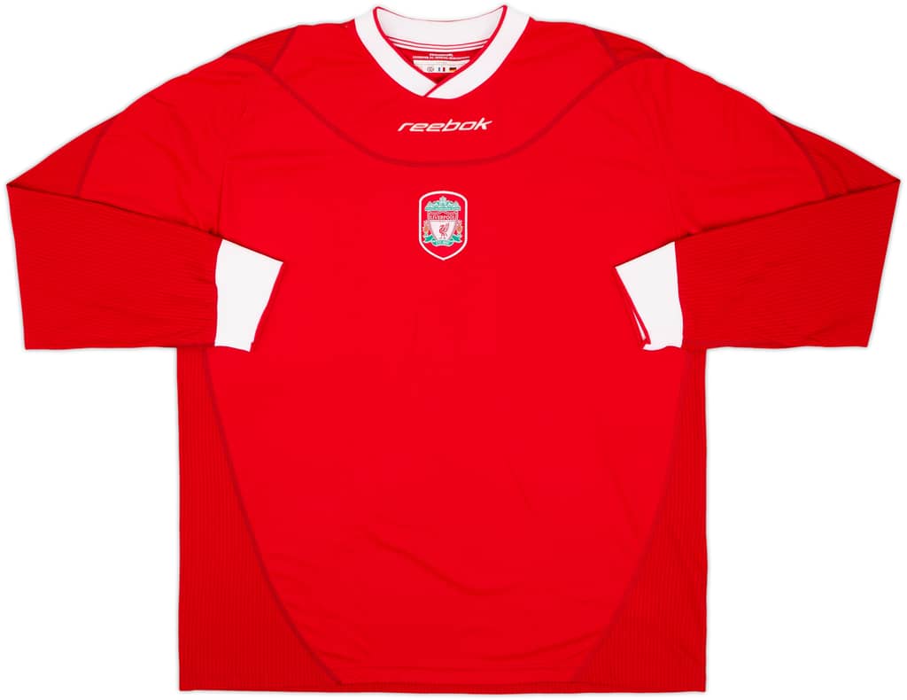 2002-04 Liverpool Player Issue Home L/S Shirt Gerrard #17 - 9/10 - (L)