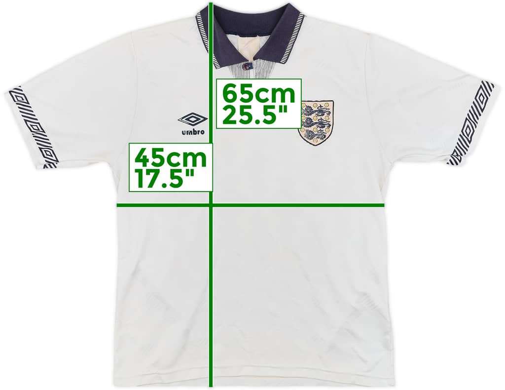 1990-92 England Home Shirt - 6/10 - (Y)