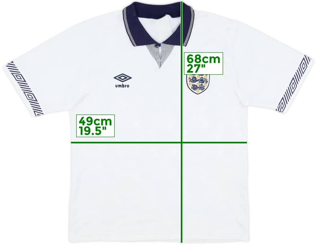 1990-92 England Home Shirt - 8/10 - (M)