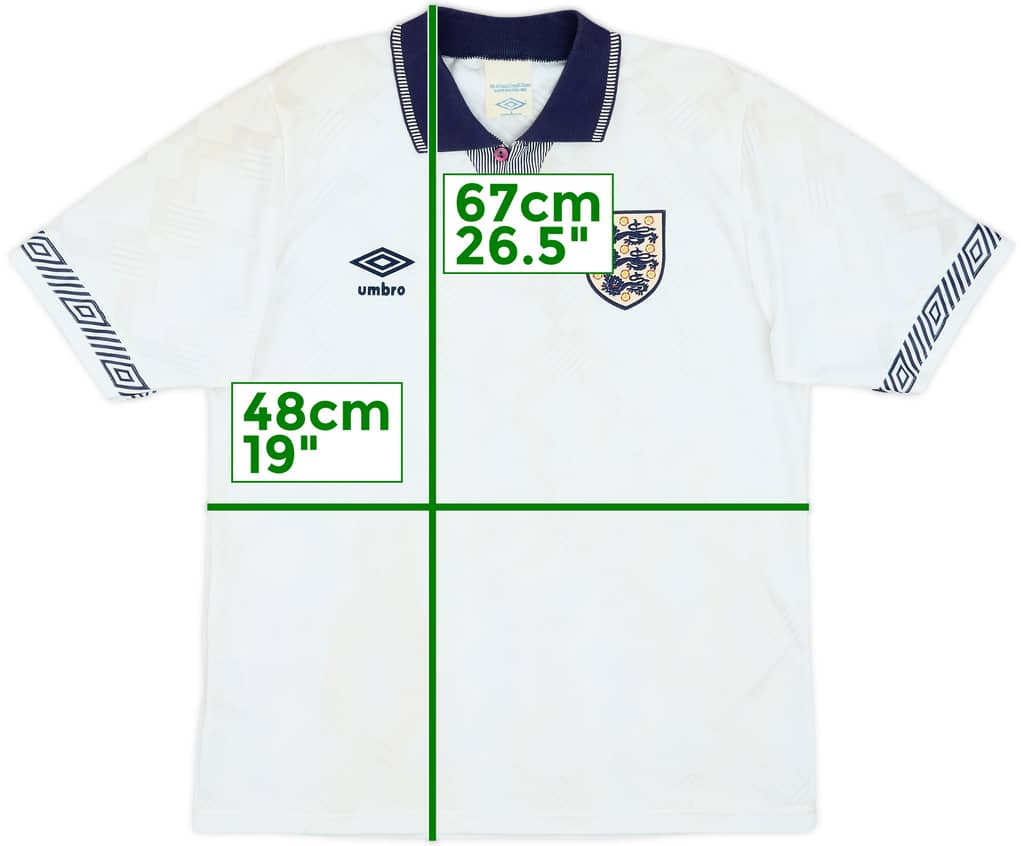 1990-92 England Home Shirt - 8/10 - (S)