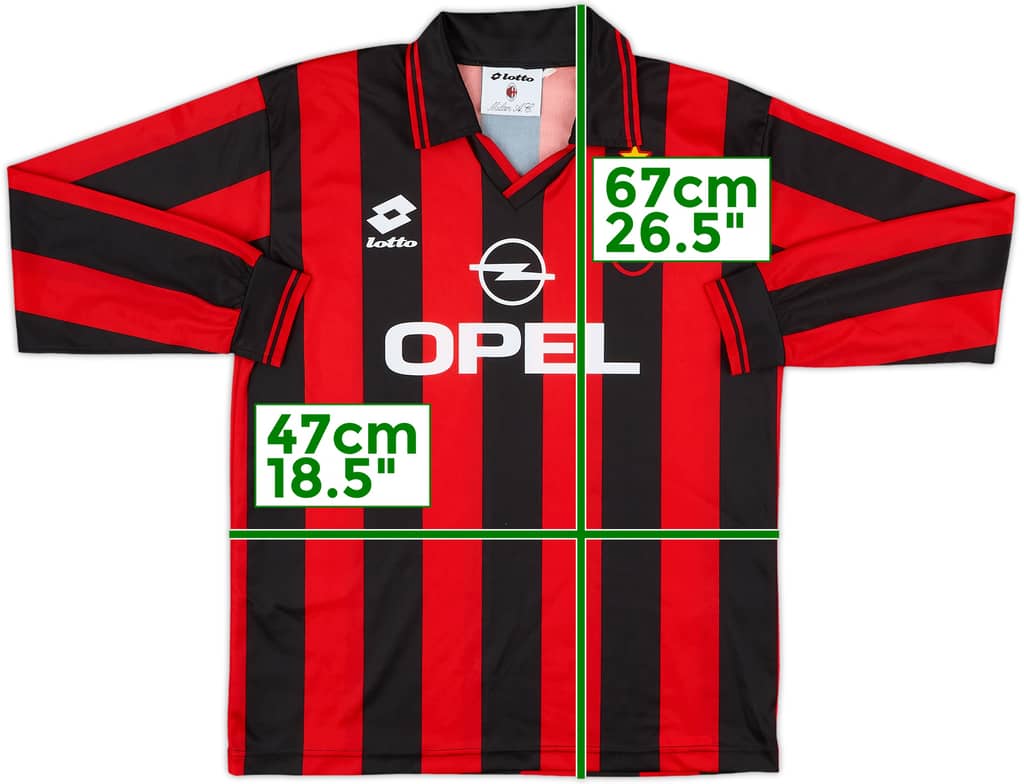 1996-97 AC Milan Home L/S Shirt - 8/10 - (L.Boys)