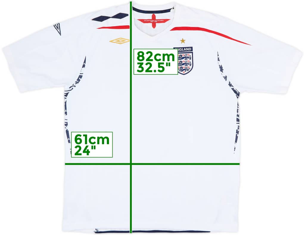 2007-09 England Home Shirt - 5/10 - (XXL)