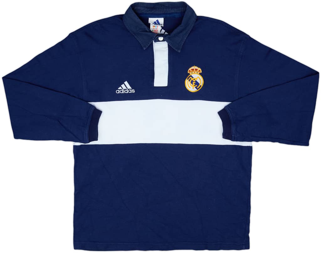 2000-01 Real Madrid adidas Polo L/S Shirt - 8/10 - (M)