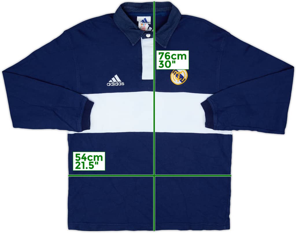 2000-01 Real Madrid adidas Polo L/S Shirt - 8/10 - (M)