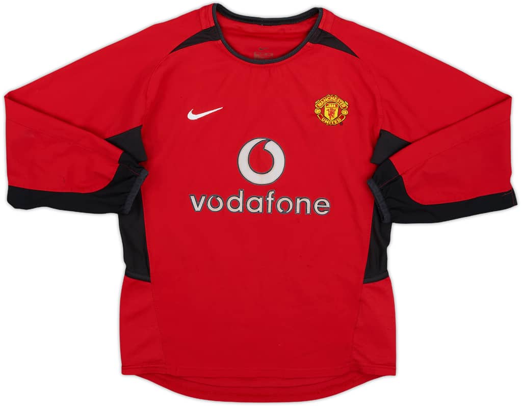 2002-04 Manchester United Home L/S Shirt - 6/10 - (S.Boys)
