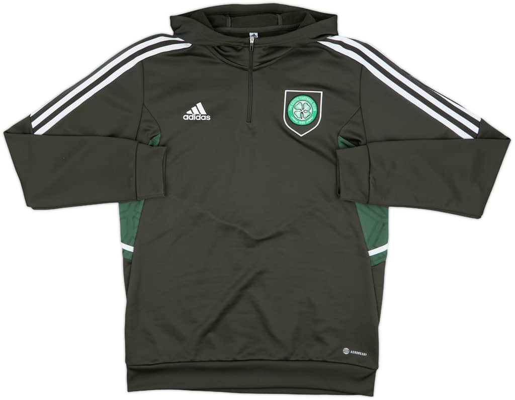 2022-23 Celtic adidas 1/4 Zip Hooded Drill Top - 7/10 - (L)