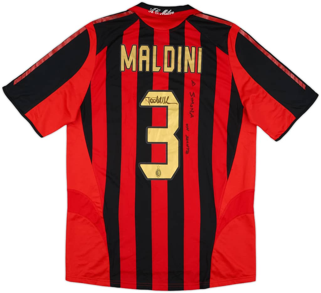 2005-06 AC Milan Signed Home Shirt Maldini #3 - 5/10 - (M)
