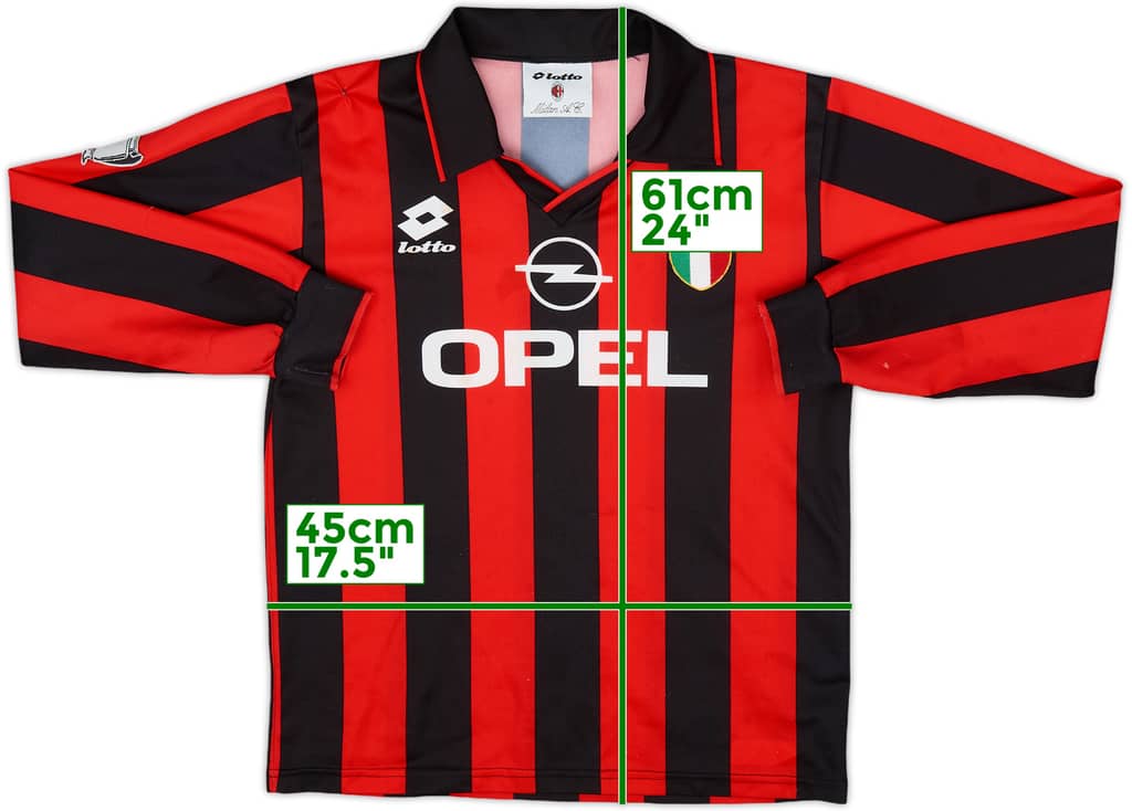 1994-95 AC Milan Home L/S Shirt - 5/10 - (XL.Boys)