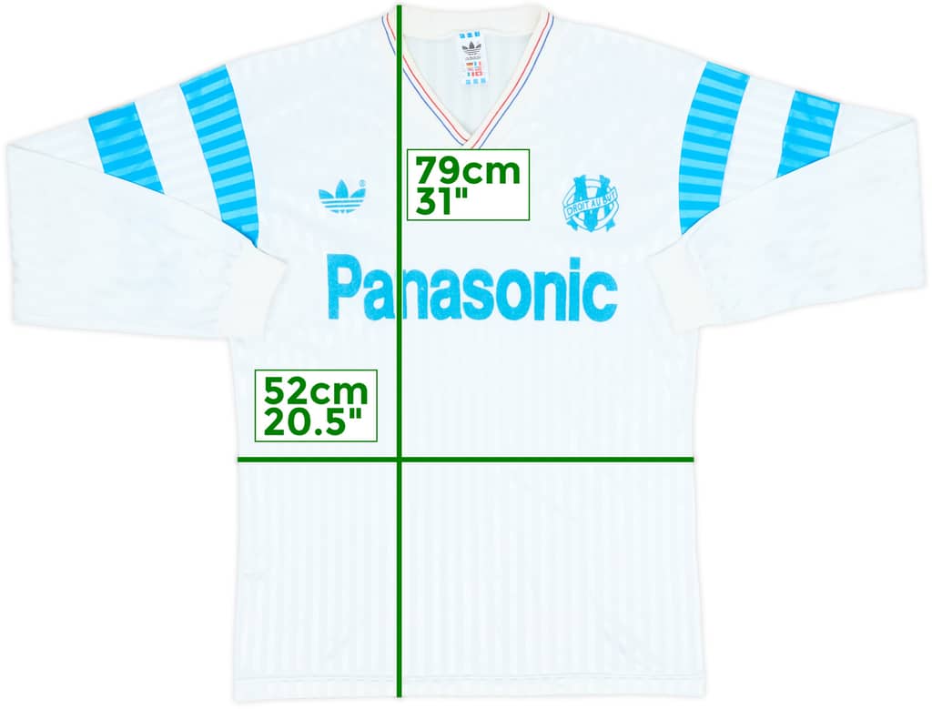 1990-91 Olympique Marseille Home L/S Shirt - 9/10 - (L)