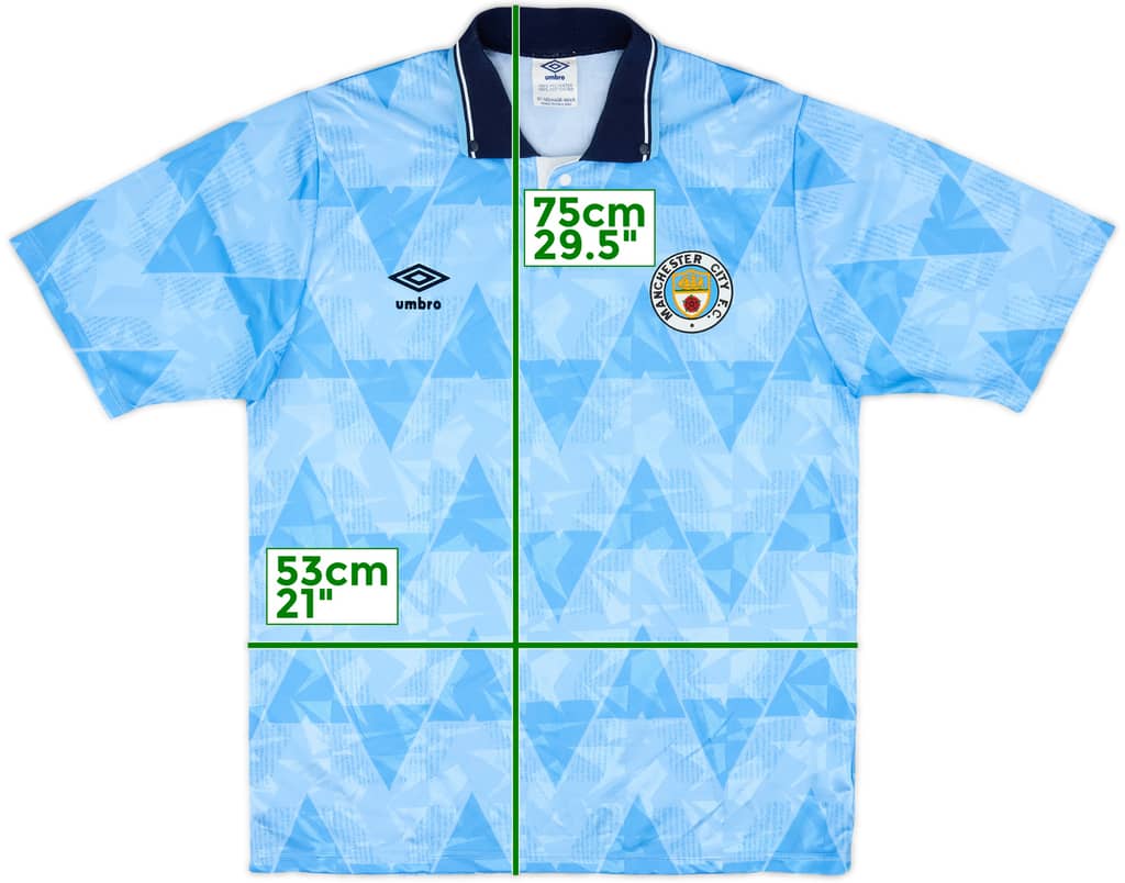 1989-91 Manchester City Home Shirt - 10/10 - (M)