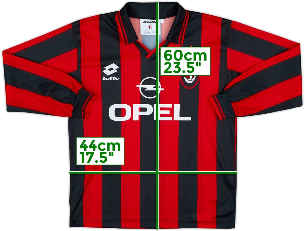 1994-95 AC Milan Home L/S Shirt - 10/10 - (L.Boys)