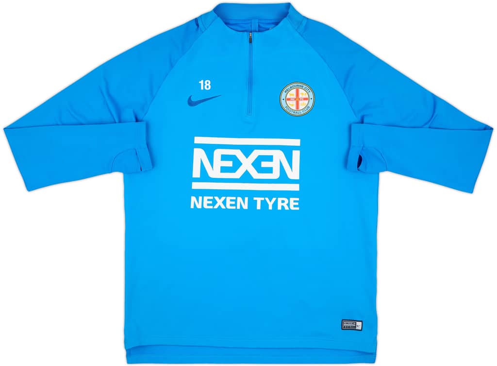 2018-19 Melbourne City Player Issue Nike 1/4 Zip Training Top #18 - 6/10 - (L)