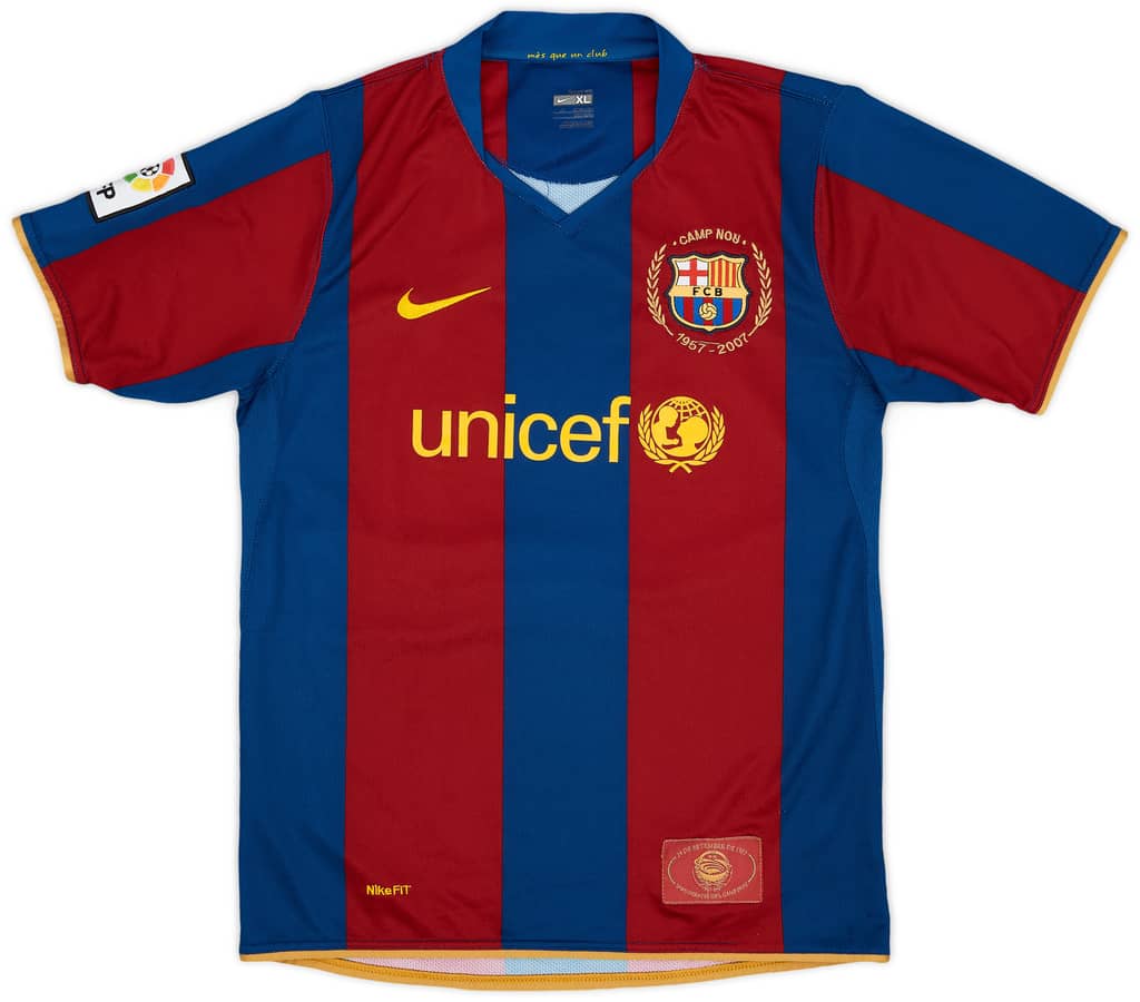 2007-08 Barcelona Home Shirt - 9/10 - (XL.Boys)