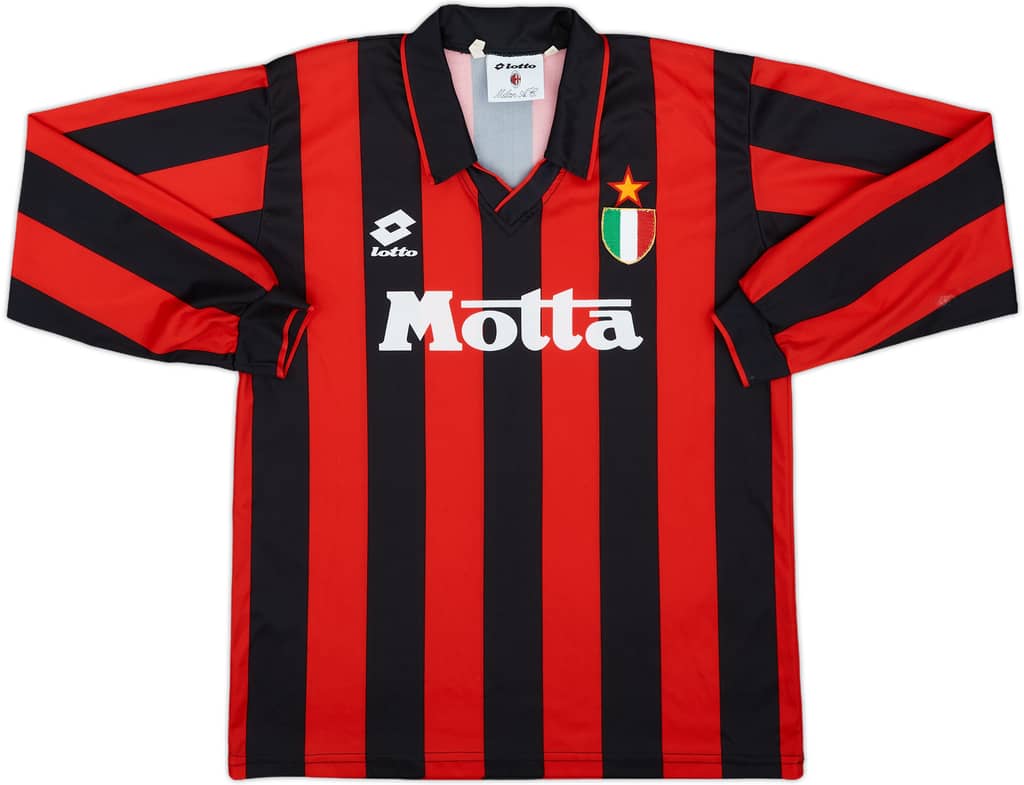 1993-94 AC Milan Home L/S Shirt - 9/10 - (XL.Boys)