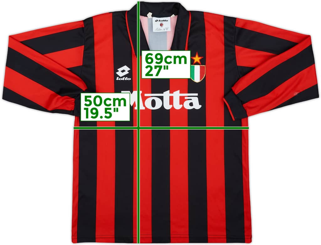 1993-94 AC Milan Home L/S Shirt - 9/10 - (XL.Boys)