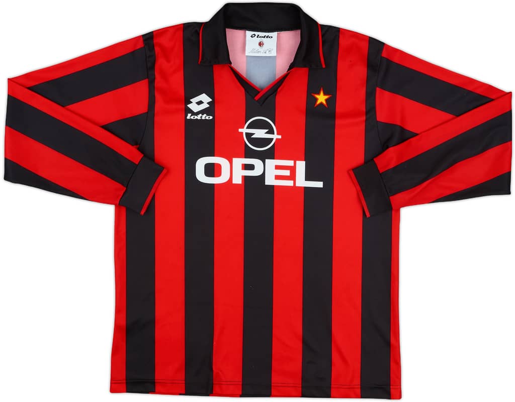 1994-95 AC Milan Basic Home L/S Shirt - 7/10 - (XL.Boys)