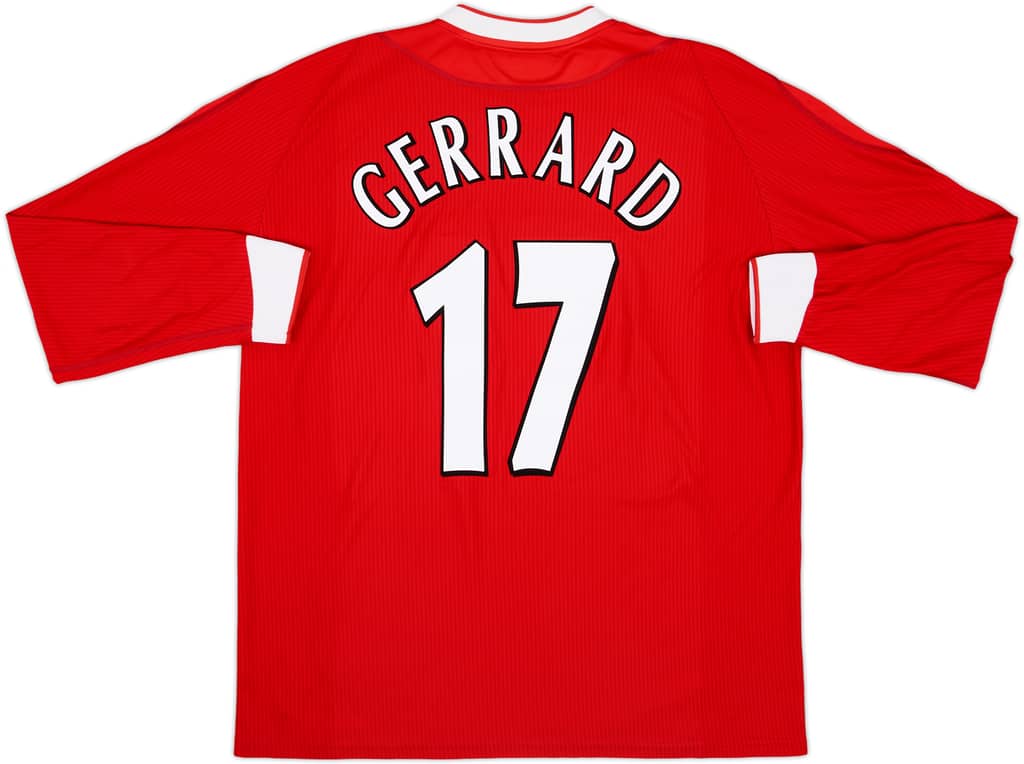 2002-04 Liverpool Home L/S Shirt Gerrard #17 - 9/10 - (XL)