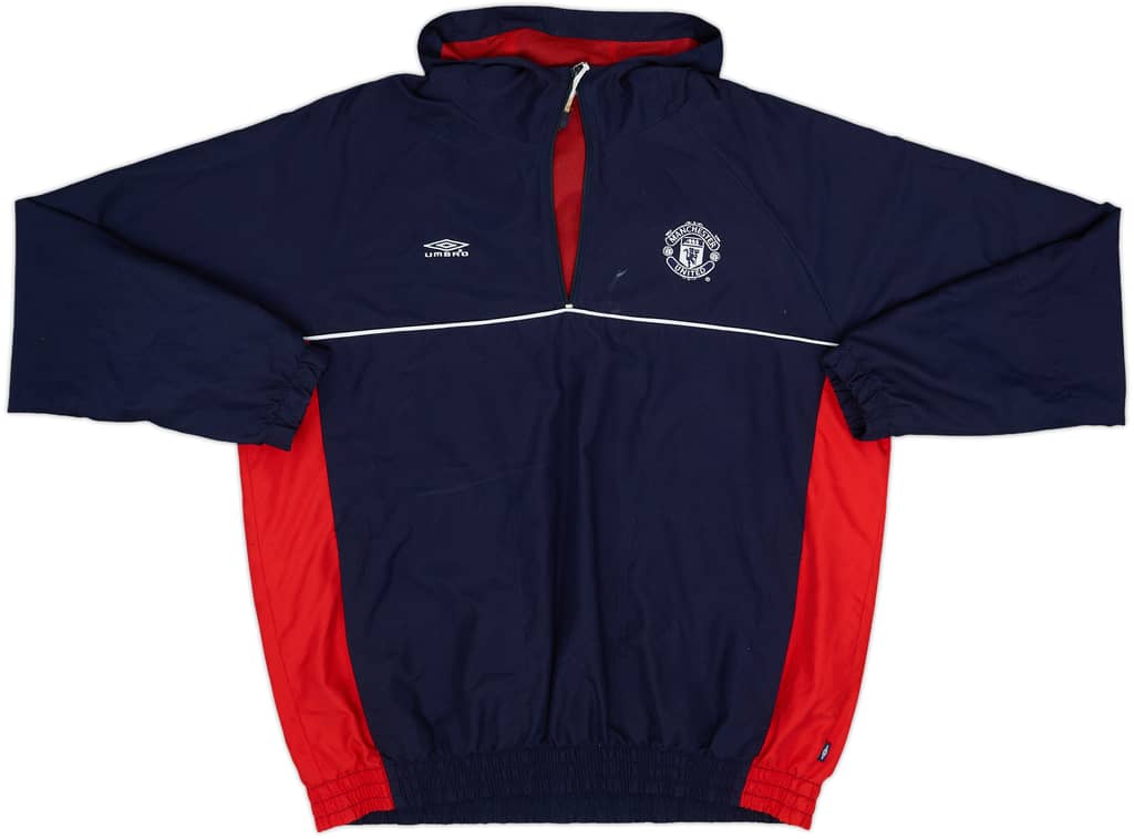 2000-01 Manchester United Umbro 1/4 Zip Hooded Track Jacket - 5/10 - (L)